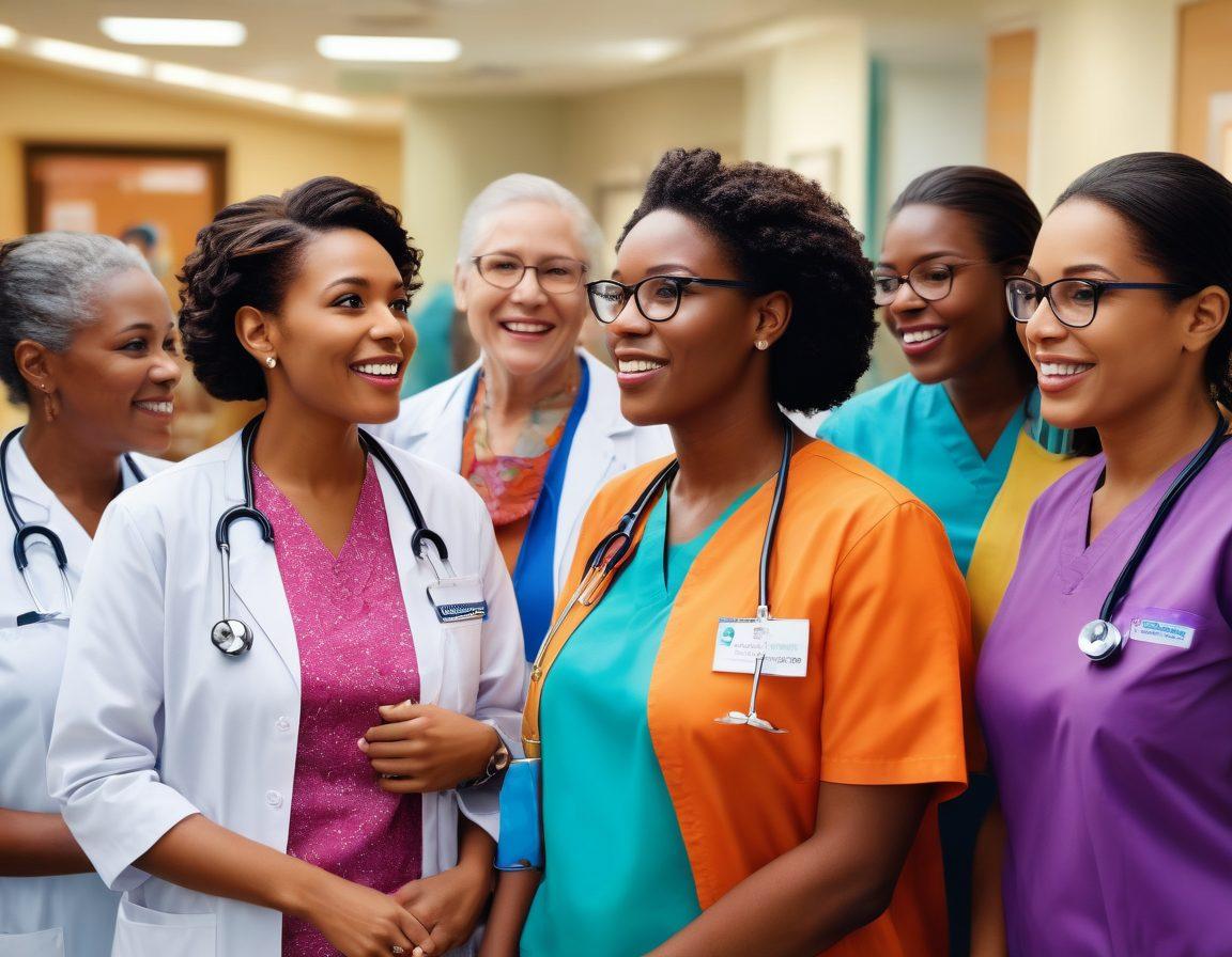 A dynamic healthcare advocacy scene showcasing diverse patients passionately sharing their voices and experiences in a community setting. Include medical professionals listening intently, banners promoting patient resources, and an atmosphere of collaboration and empowerment. Incorporate vibrant colors to evoke positivity and hope, highlighting a sense of unity and purpose. super-realistic. vibrant colors. 3D.